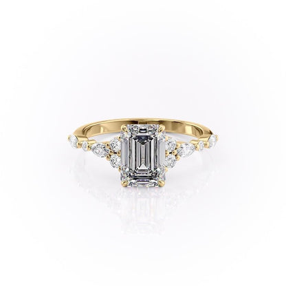 The Isla — Emerald Lab Diamond Vintage Pavé Shoulder Engagement Ring