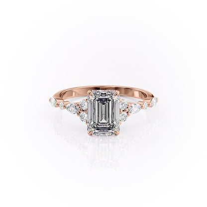 The Isla — Emerald Lab Diamond Vintage Pavé Shoulder Engagement Ring