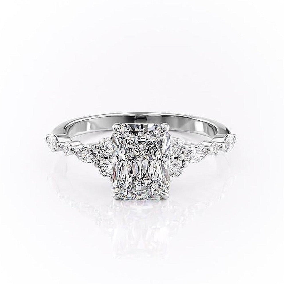 The Isla — Radiant Lab Diamond Vintage Pavé Shoulder Engagement Ring