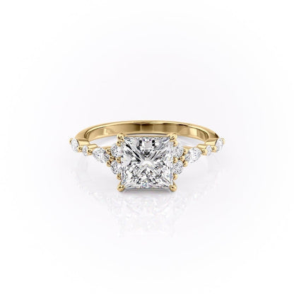 The Isla — Princess Lab Diamond Vintage Pavé Shoulder Engagement Ring