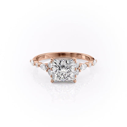 The Isla — Princess Lab Diamond Vintage Pavé Shoulder Engagement Ring