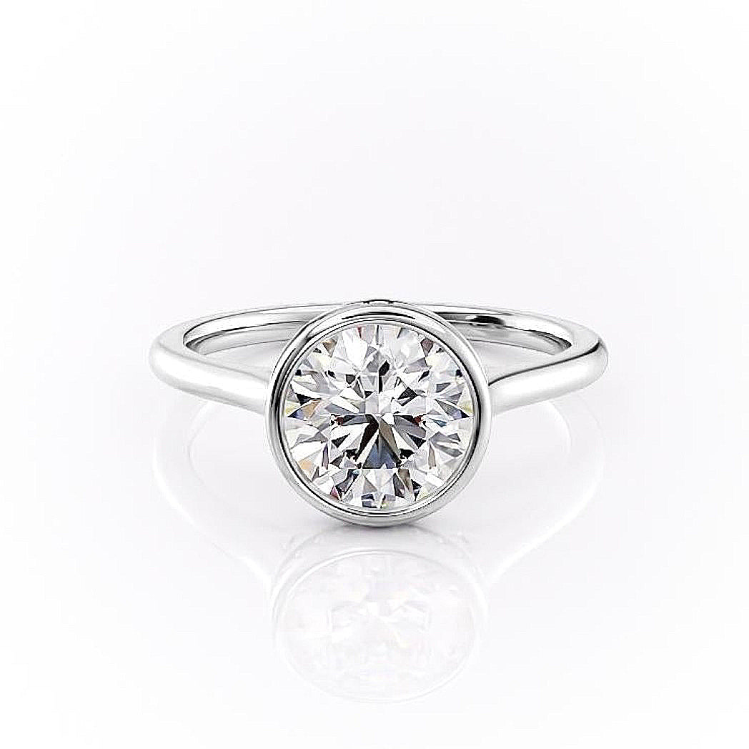The Eva — Round Lab Diamond Bezel Secret Halo Engagement Ring