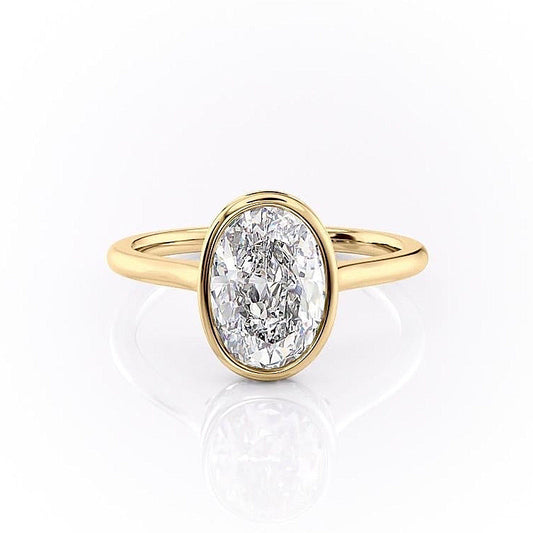 The Eva — Oval Lab Diamond Bezel Secret Halo Engagement Ring