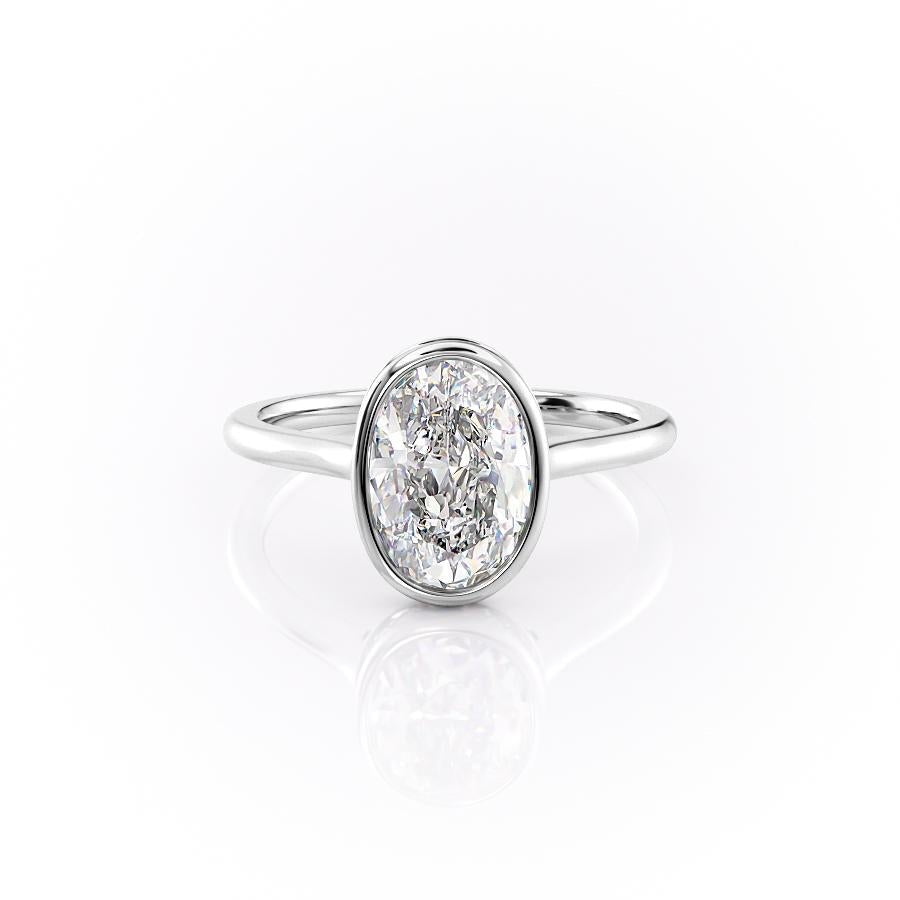 The Eva — Oval Lab Diamond Bezel Secret Halo Engagement Ring