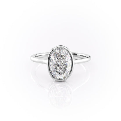 The Eva — Oval Lab Diamond Bezel Secret Halo Engagement Ring