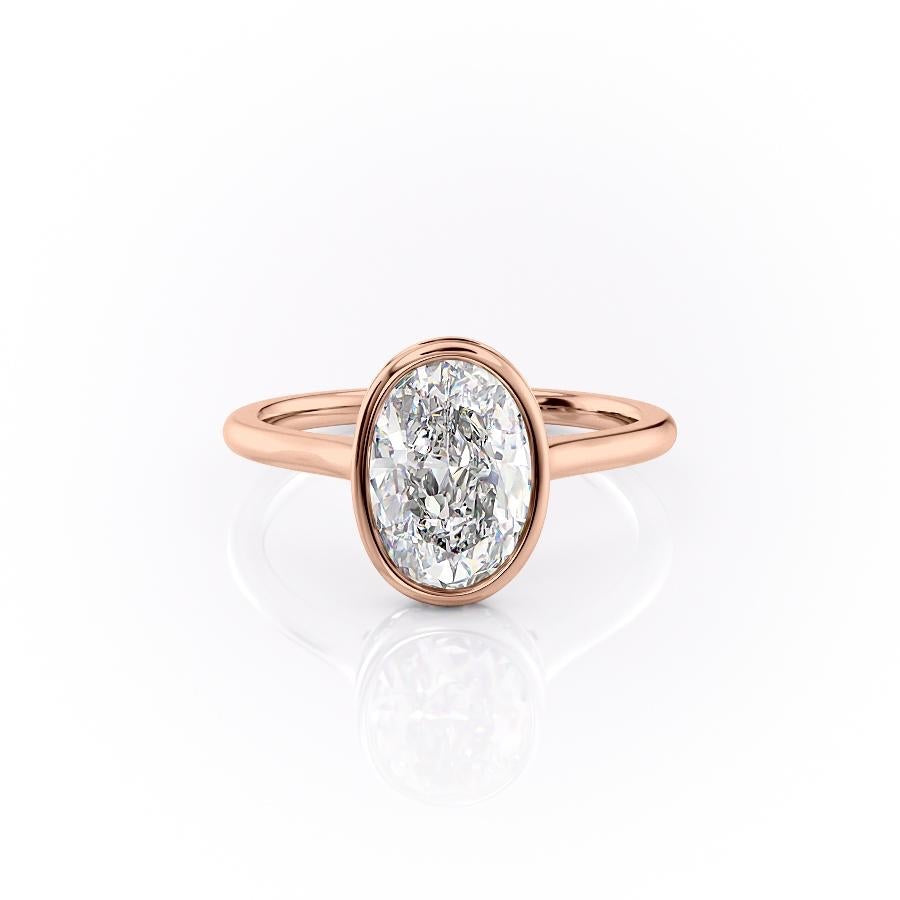 The Eva — Oval Lab Diamond Bezel Secret Halo Engagement Ring