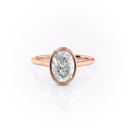 The Eva — Oval Lab Diamond Bezel Secret Halo Engagement Ring