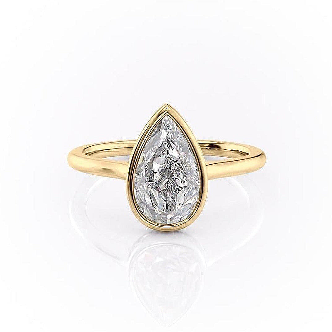 The Eva — Pear Lab Diamond Bezel Secret Halo Engagement Ring