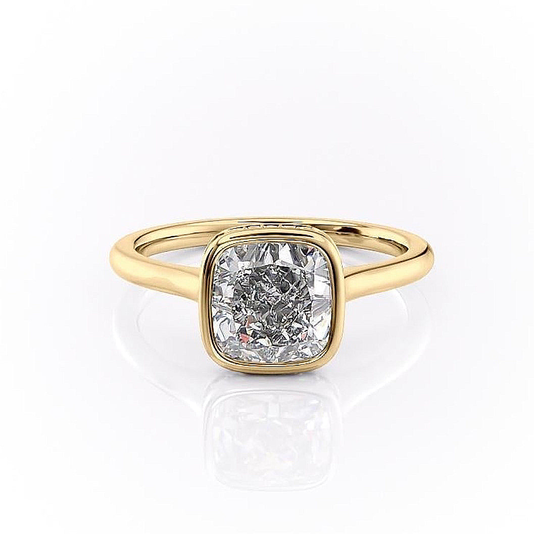 The Eva — Cushion Lab Diamond Bezel Secret Halo Engagement Ring