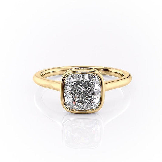 The Eva — Cushion Lab Diamond Bezel Secret Halo Engagement Ring