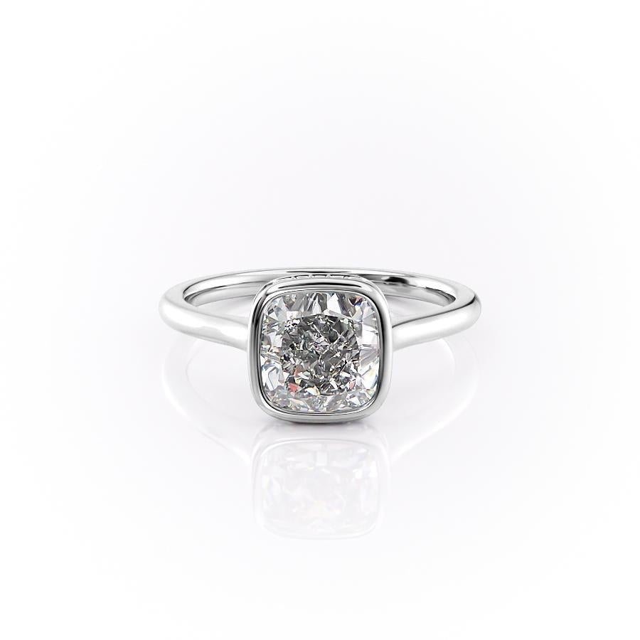 The Eva — Cushion Lab Diamond Bezel Secret Halo Engagement Ring