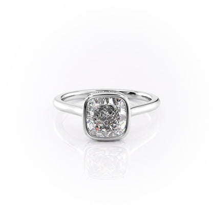 The Eva — Cushion Lab Diamond Bezel Secret Halo Engagement Ring