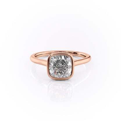 The Eva — Cushion Lab Diamond Bezel Secret Halo Engagement Ring