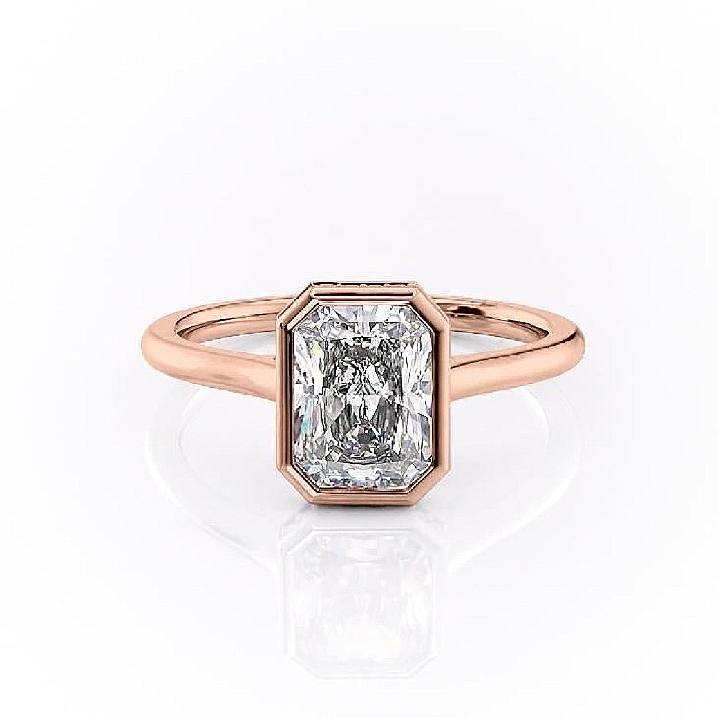 The Eva — Radiant Lab Diamond Bezel Secret Halo Engagement Ring