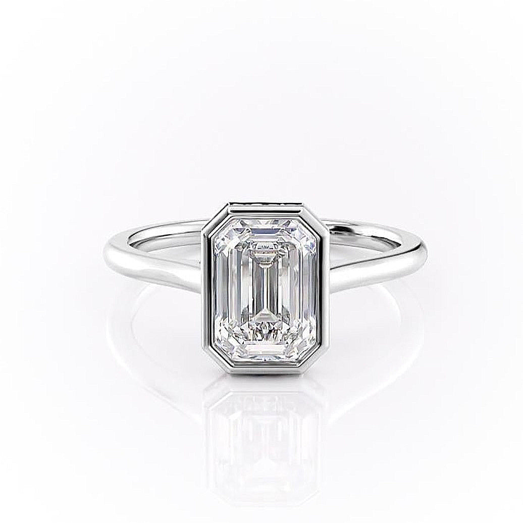 The Eva — Emerald Lab Diamond Bezel Secret Halo Engagement Ring