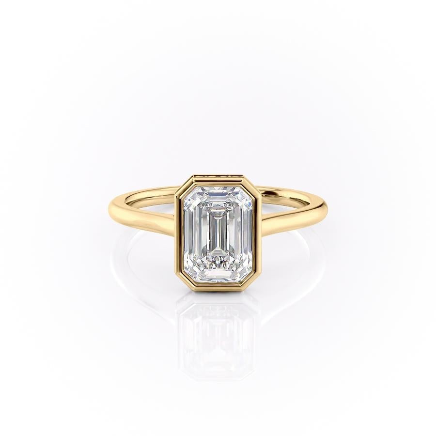The Eva — Emerald Lab Diamond Bezel Secret Halo Engagement Ring