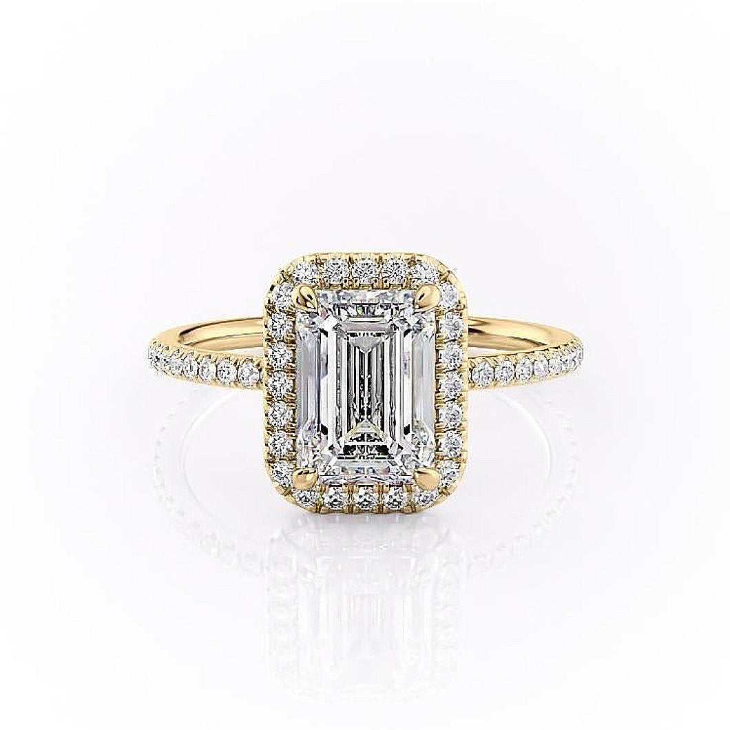 The Aurora — Emerald Lab Diamond Halo Engagement Ring