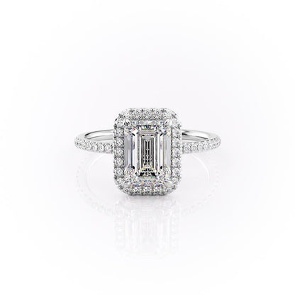 The Aurora — Emerald Lab Diamond Halo Engagement Ring