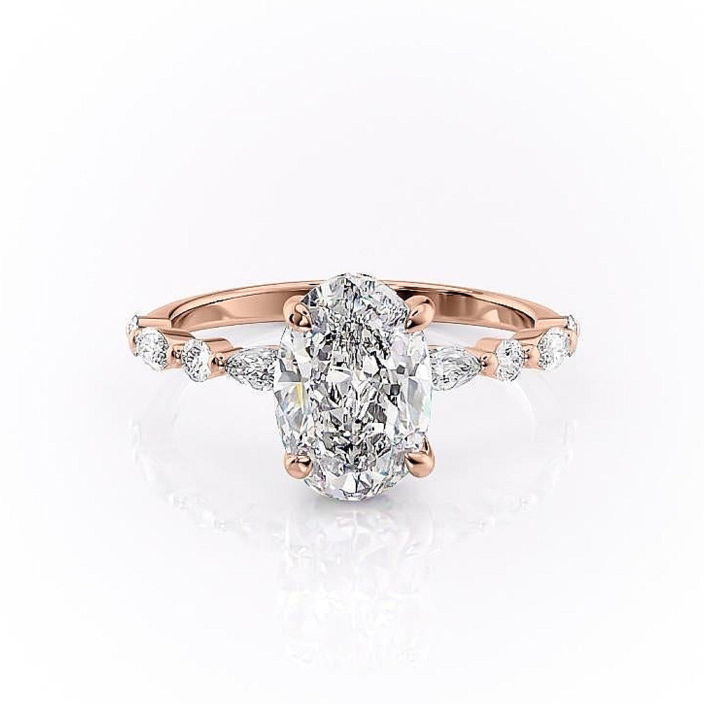 The Aria — Oval Lab Diamond Secret Halo Engagement Ring