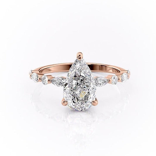The Rose — Pear Lab Diamond Secret Halo Engagement Ring