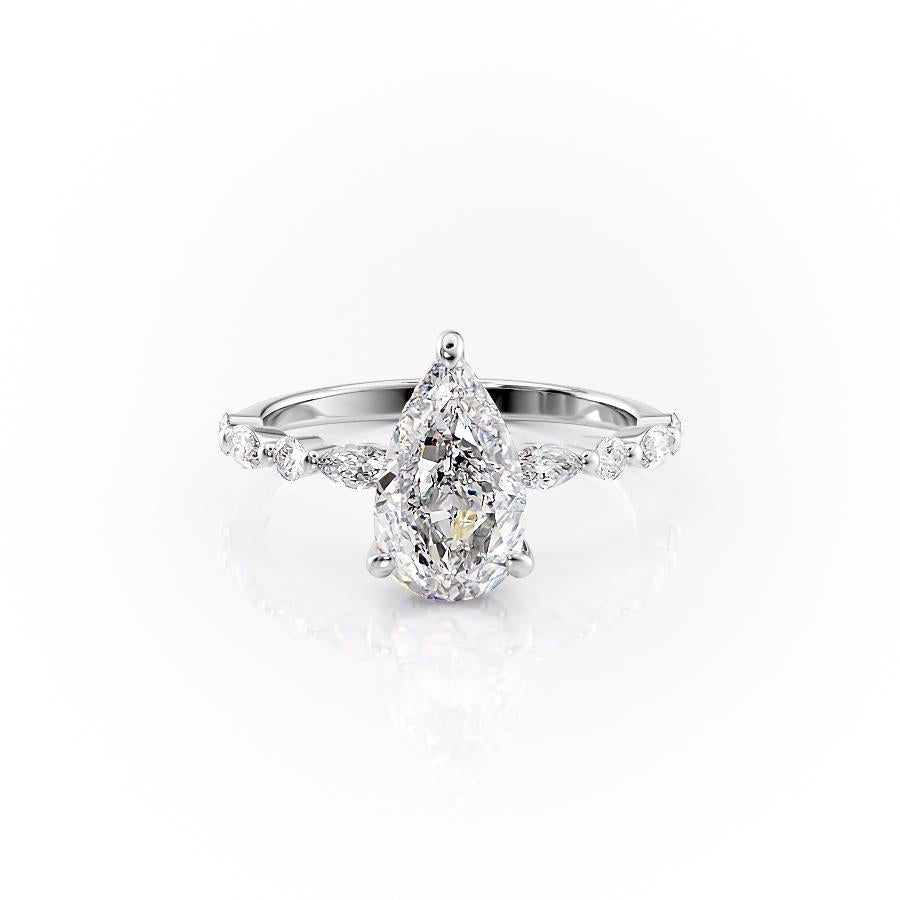 The Rose — Pear Lab Diamond Secret Halo Engagement Ring