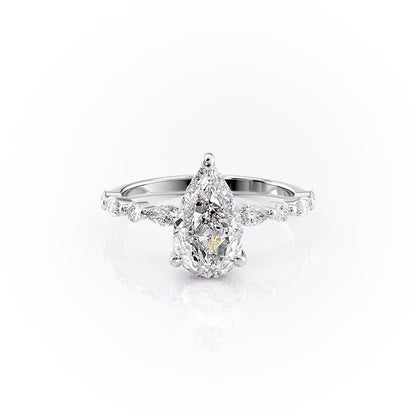 The Rose — Pear Lab Diamond Secret Halo Engagement Ring