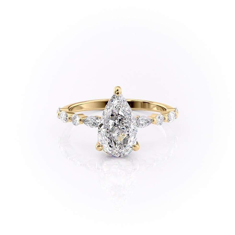 The Rose — Pear Lab Diamond Secret Halo Engagement Ring