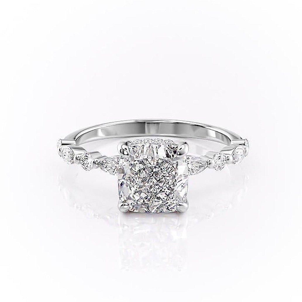 The Aurora — Cushion Lab Diamond Secret Halo Engagement Ring II