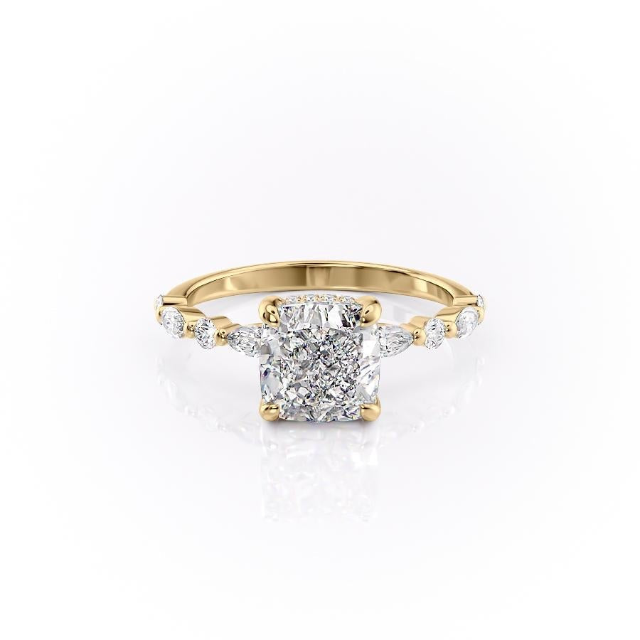 The Aurora — Cushion Lab Diamond Secret Halo Engagement Ring II