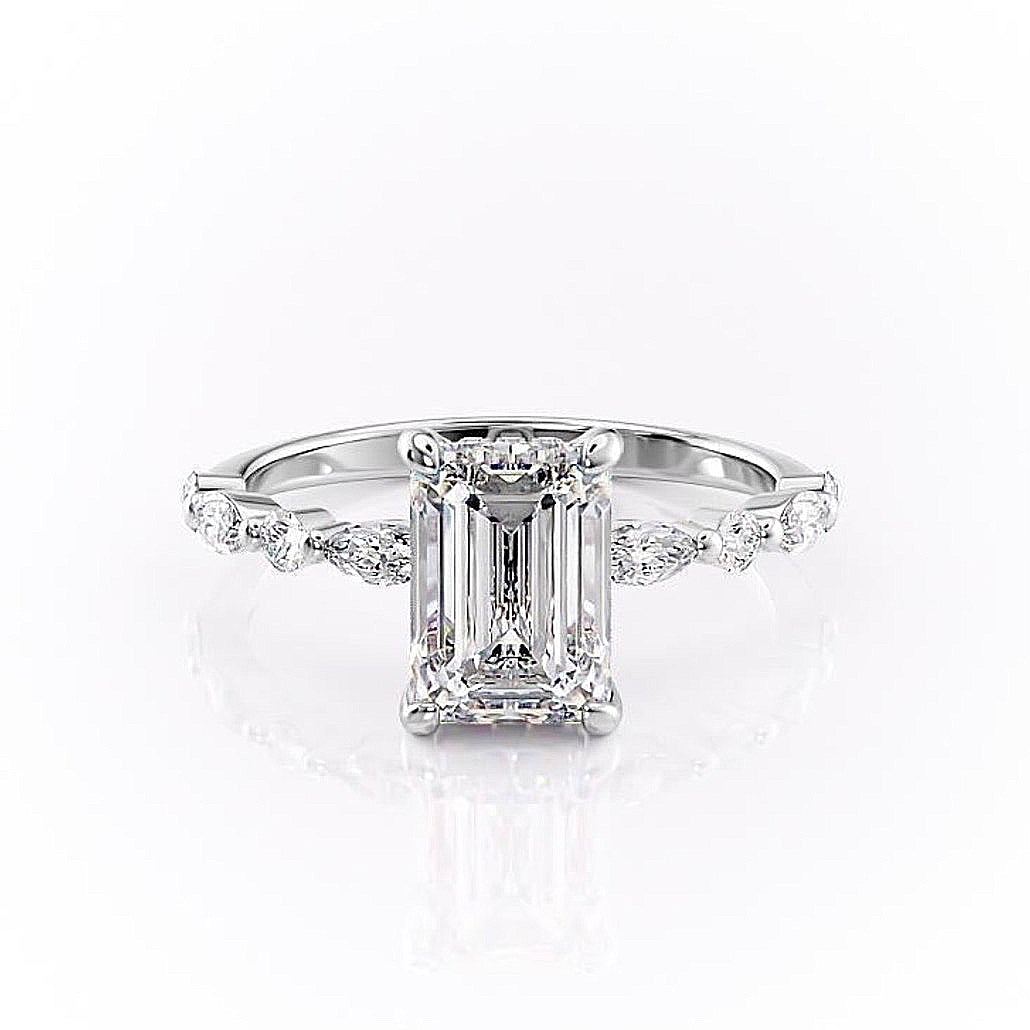 The Isla — Emerald Lab Diamond Secret Halo Engagement Ring