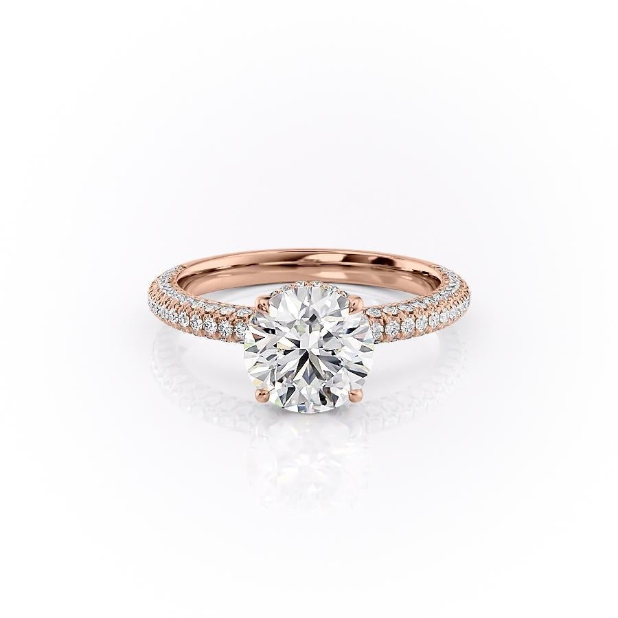 The Celeste — Round Lab Diamond Pavé Shoulder Secret Halo Engagement Ring II