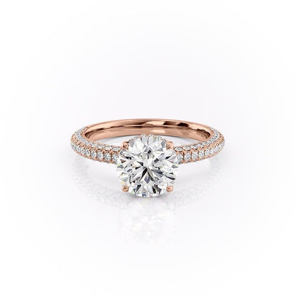The Celeste — Round Lab Diamond Pavé Shoulder Secret Halo Engagement Ring II