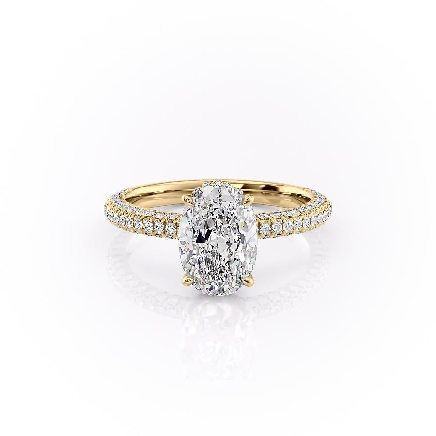 The Celeste — Oval Lab Diamond Pavé Shoulder Secret Halo Engagement Ring II