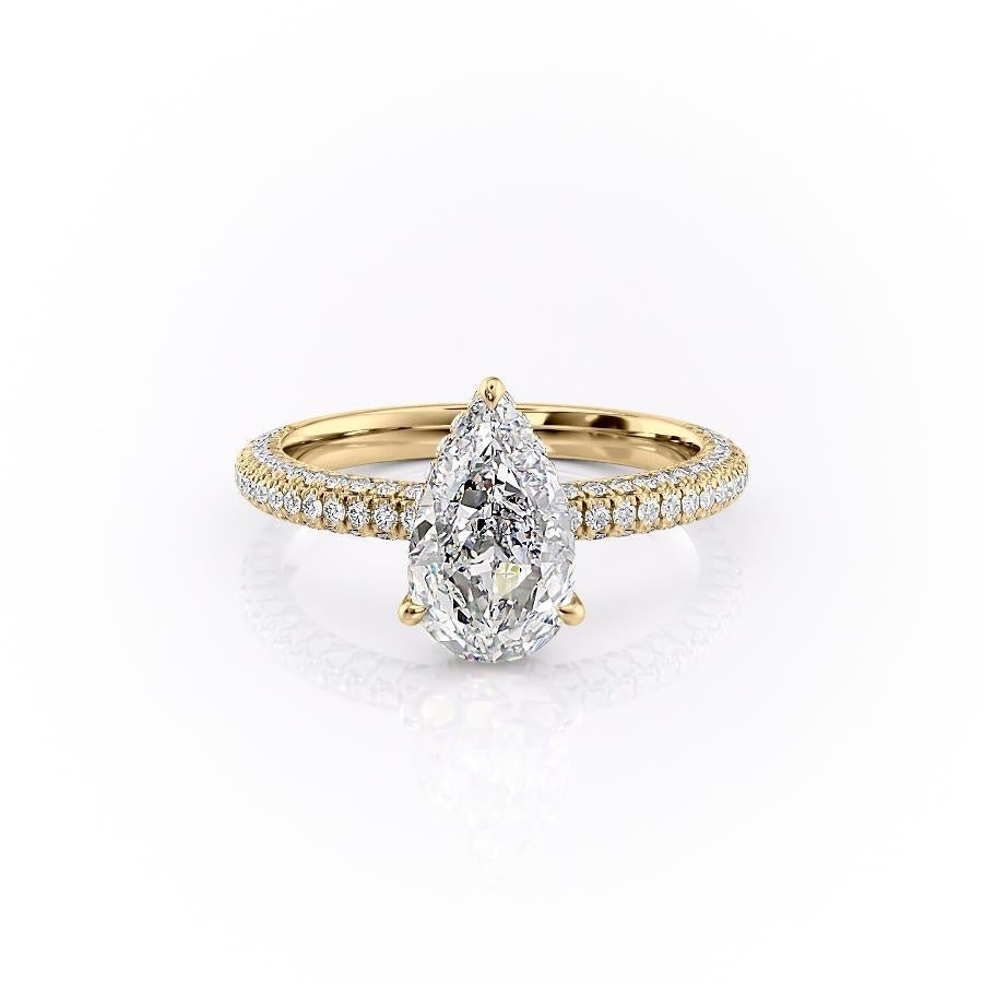 The Celeste — Pear Lab Diamond Pavé Shoulder Secret Halo Engagement Ring II