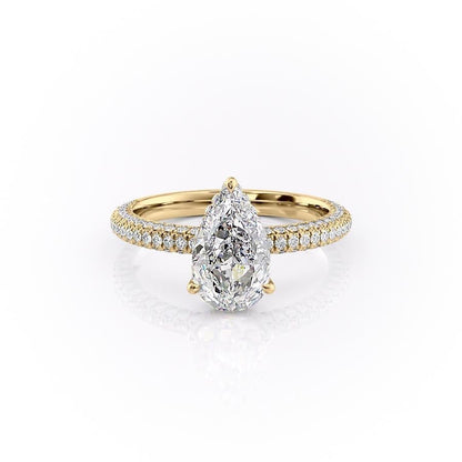 The Celeste — Pear Lab Diamond Pavé Shoulder Secret Halo Engagement Ring II