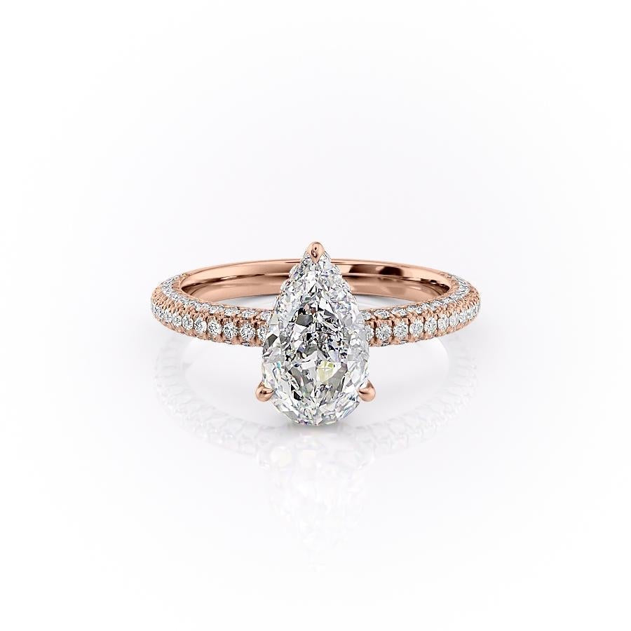 The Celeste — Pear Lab Diamond Pavé Shoulder Secret Halo Engagement Ring II