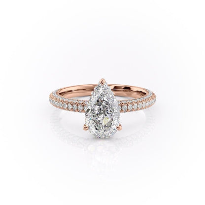 The Celeste — Pear Lab Diamond Pavé Shoulder Secret Halo Engagement Ring II