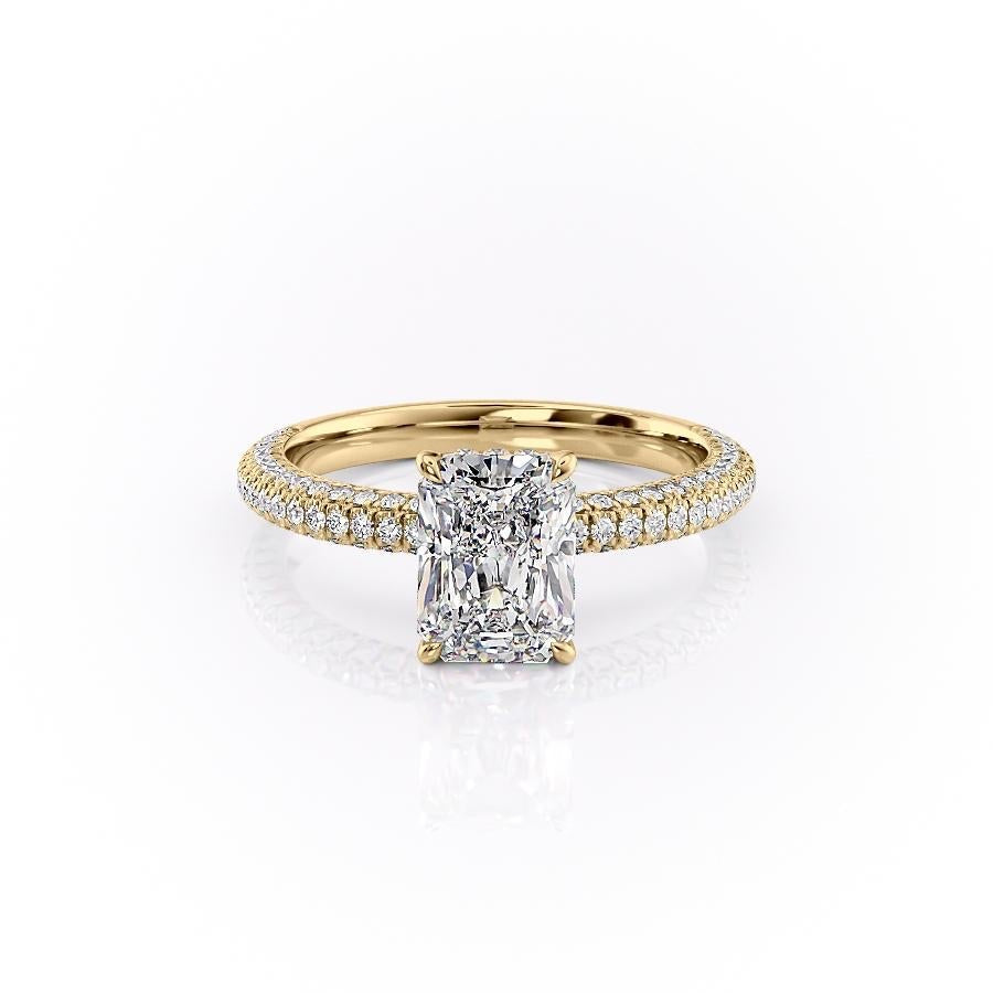 The Celeste — Radiant Lab Diamond Pavé Shoulder Secret Halo Engagement Ring II