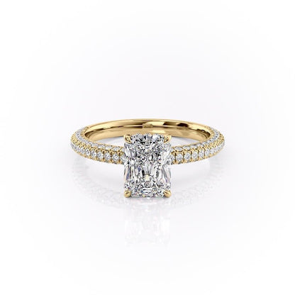The Celeste — Radiant Lab Diamond Pavé Shoulder Secret Halo Engagement Ring II