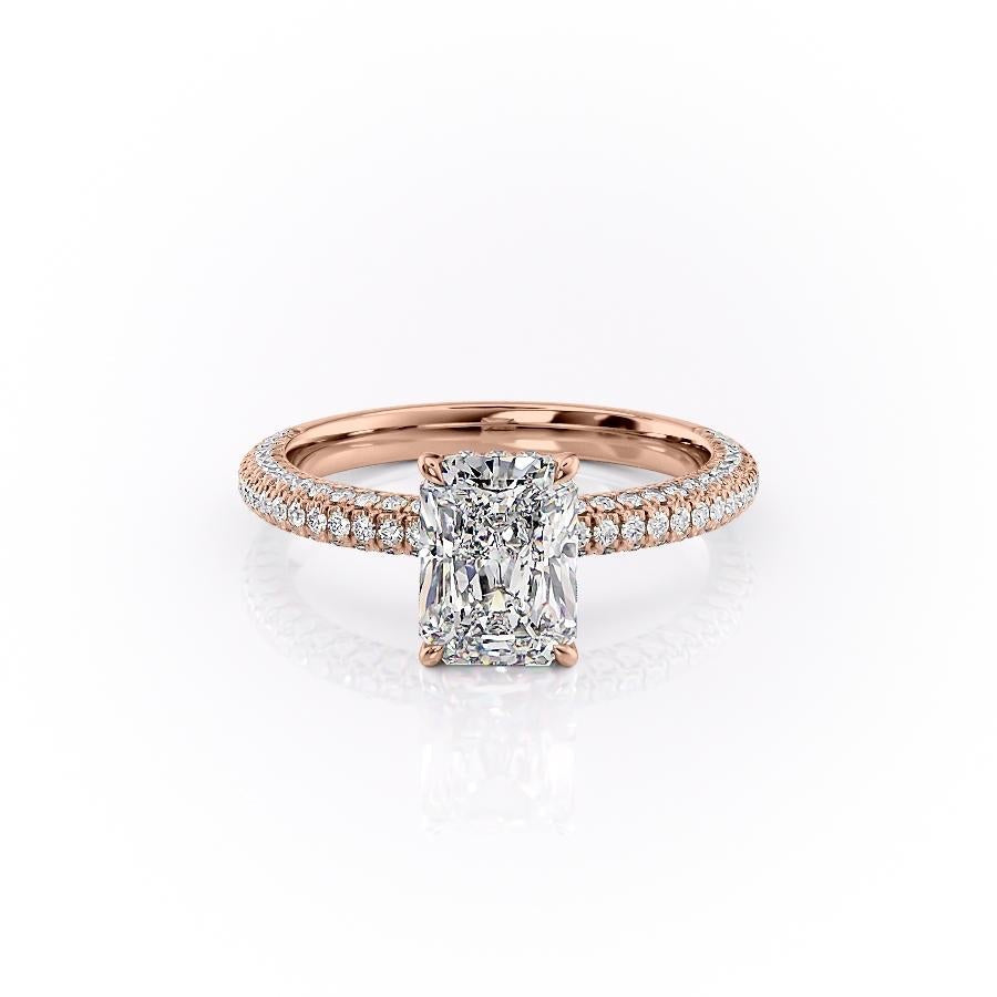 The Celeste — Radiant Lab Diamond Pavé Shoulder Secret Halo Engagement Ring II