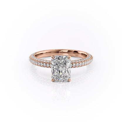 The Celeste — Radiant Lab Diamond Pavé Shoulder Secret Halo Engagement Ring II