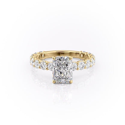 The Celeste — Radiant Lab Diamond Pavé Shoulder Secret Halo Engagement Ring