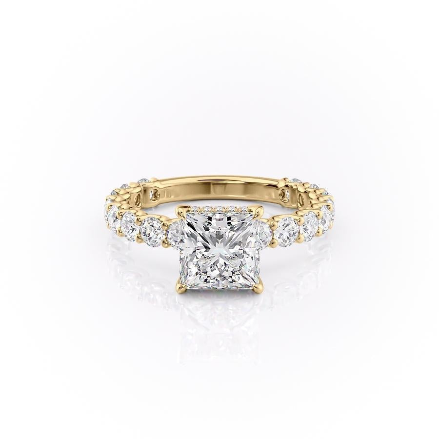 The Celeste — Princess Lab Diamond Pavé Shoulder Secret Halo Engagement Ring IV