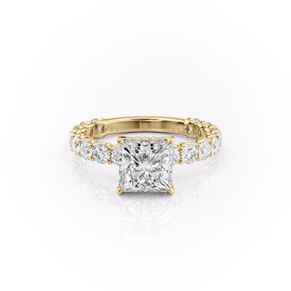 The Celeste — Princess Lab Diamond Pavé Shoulder Secret Halo Engagement Ring IV