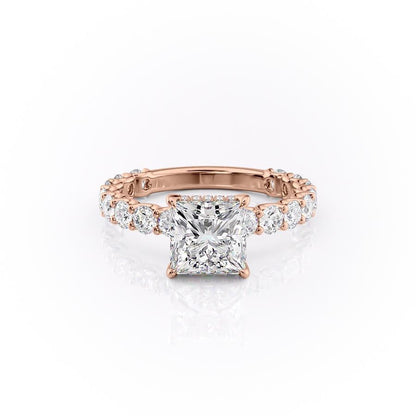 The Celeste — Princess Lab Diamond Pavé Shoulder Secret Halo Engagement Ring IV