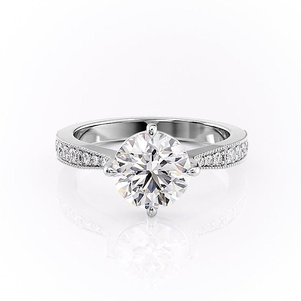 The Isla — Round Lab Diamond Side-Stone Engagement Ring