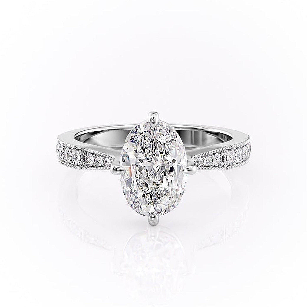 The Isla — Oval Lab Diamond Side-Stone Engagement Ring