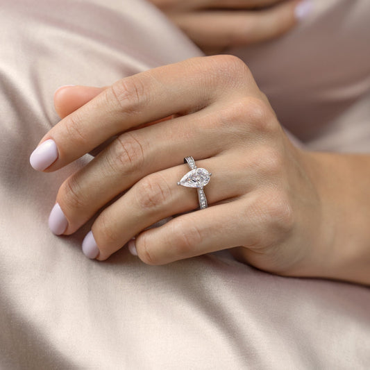 The Isla — Pear Lab Diamond Side-Stone Engagement Ring