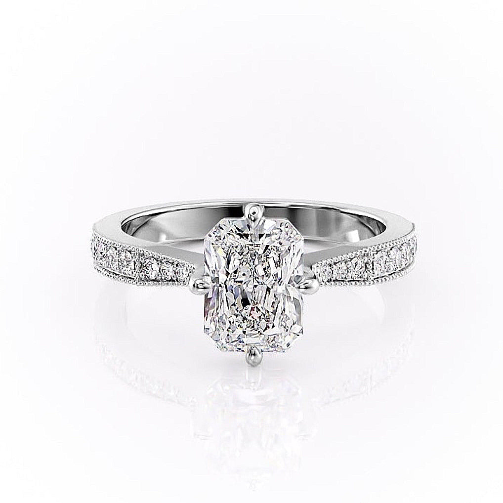 The Isla — Radiant Lab Diamond Side-Stone Engagement Ring