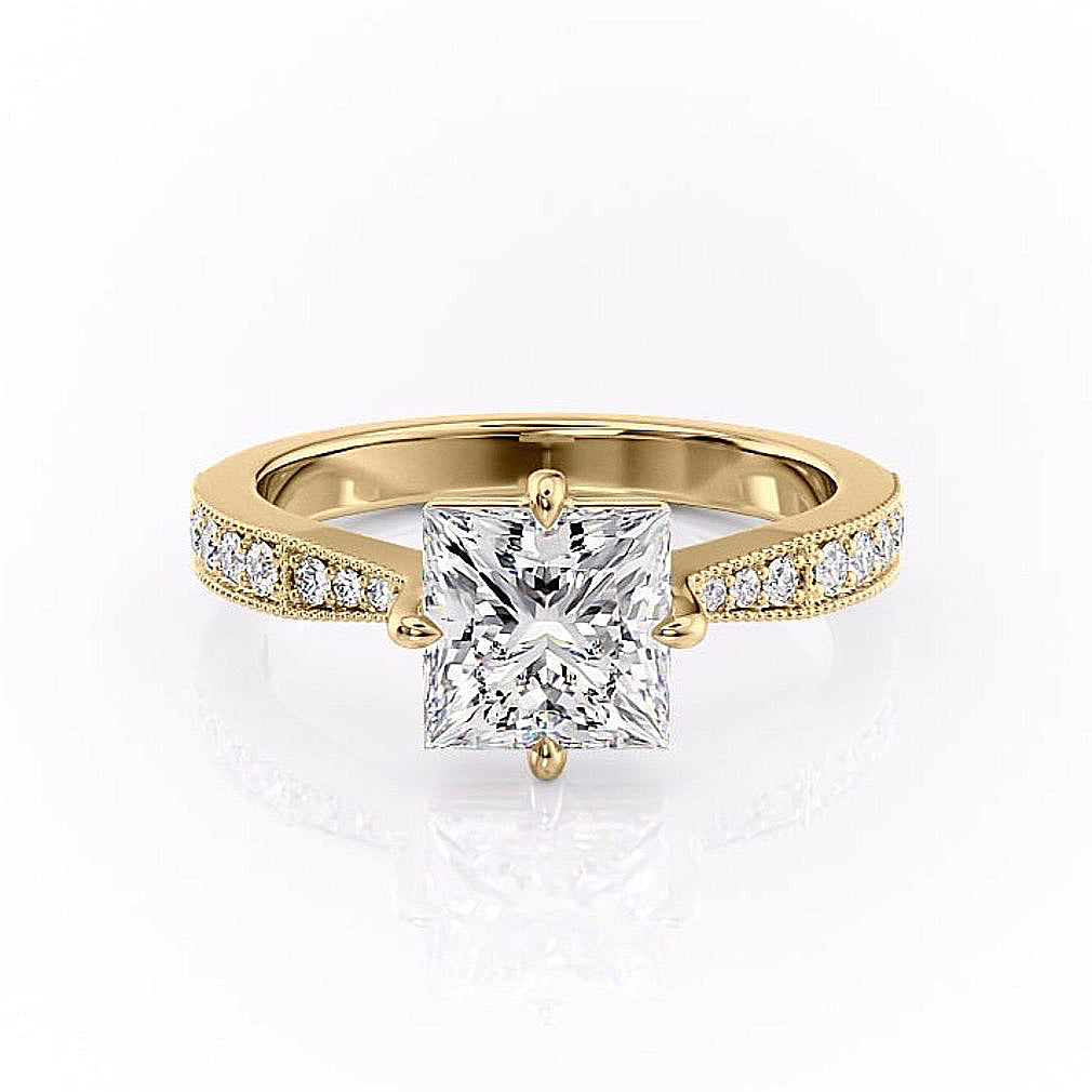 The Isla — Princess Lab Diamond Side-Stone Engagement Ring IV